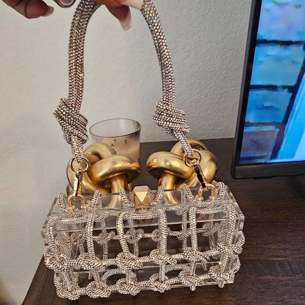 Neiman Marcus Lucine Acrylic Rhinestone Clutch Bag